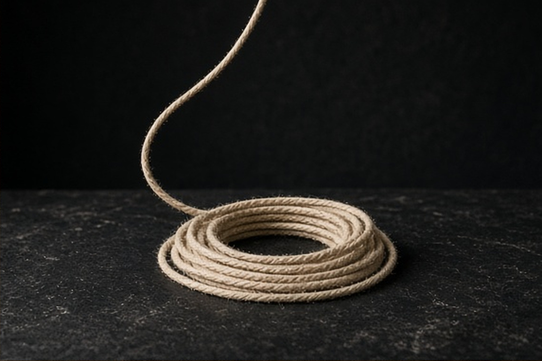 Cotton cord remaining coiled until invited