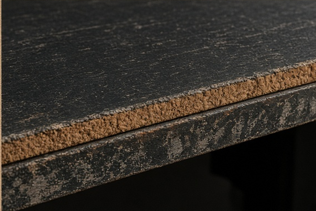 Workbench ending at a separately lit external surface